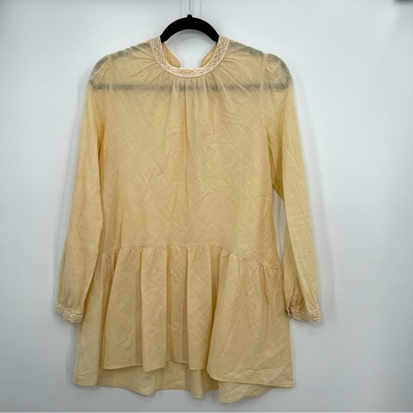 Hoss Intropia Beige Peplum Sheer Embroidered Tassel Blouse Shirt Top FR3 US 6 - Picture 3 of 10